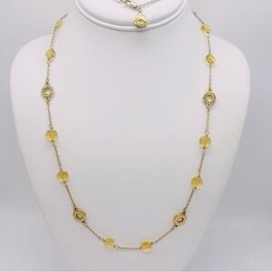 J. Crew Yellow Jeweled and Gold Disc Station Necklace